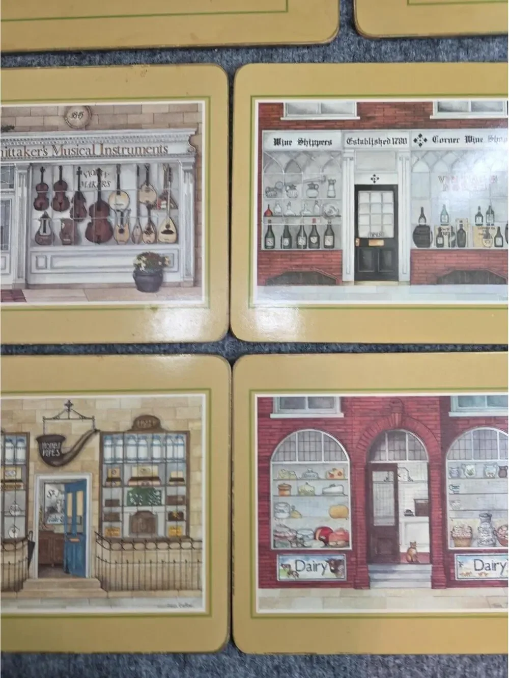 Clover Leaf Cork-backed table Mats (8) Storefronts Of Yesteryear By Fiona Butler